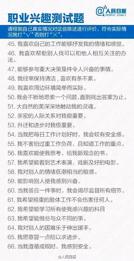 职业兴趣测试如何才能得高分呢,职业兴趣测试45题