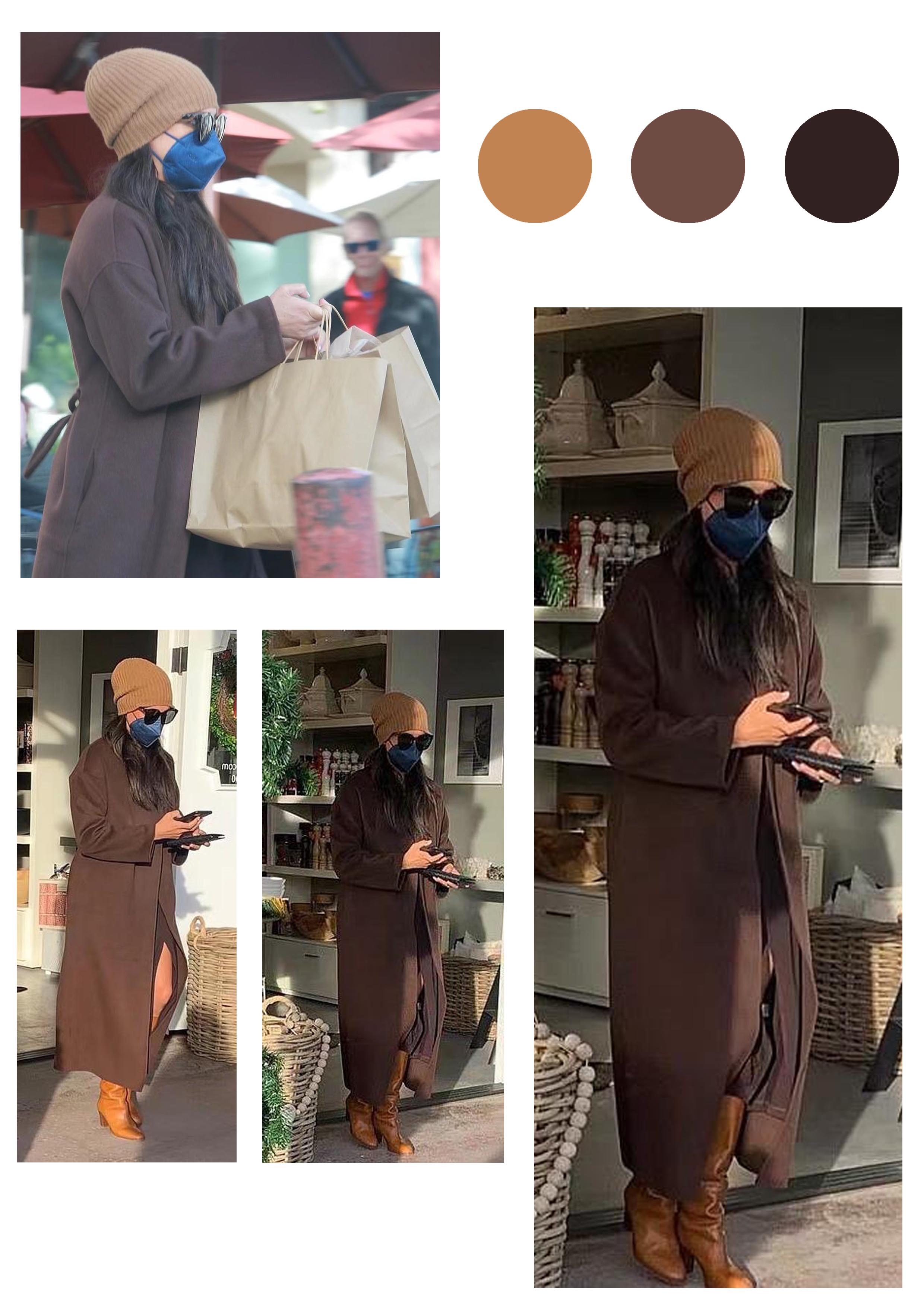 梅根深棕色连衣裙图片,梅根近期穿搭图片图文