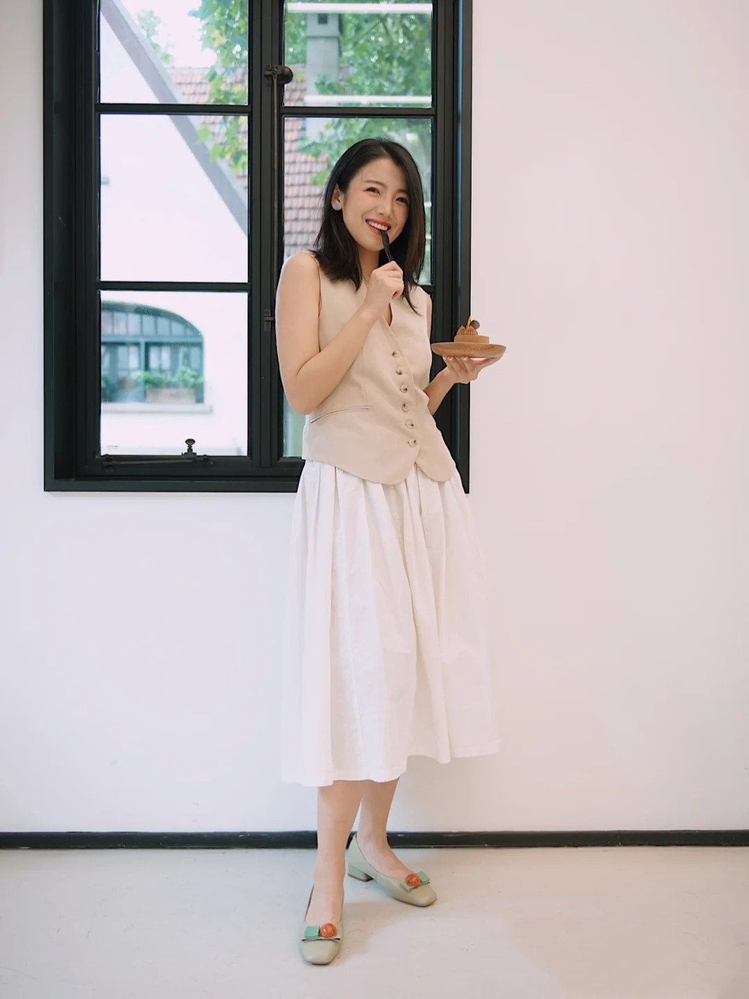 浅口鞋搭配裙子图片,浅口鞋裙子