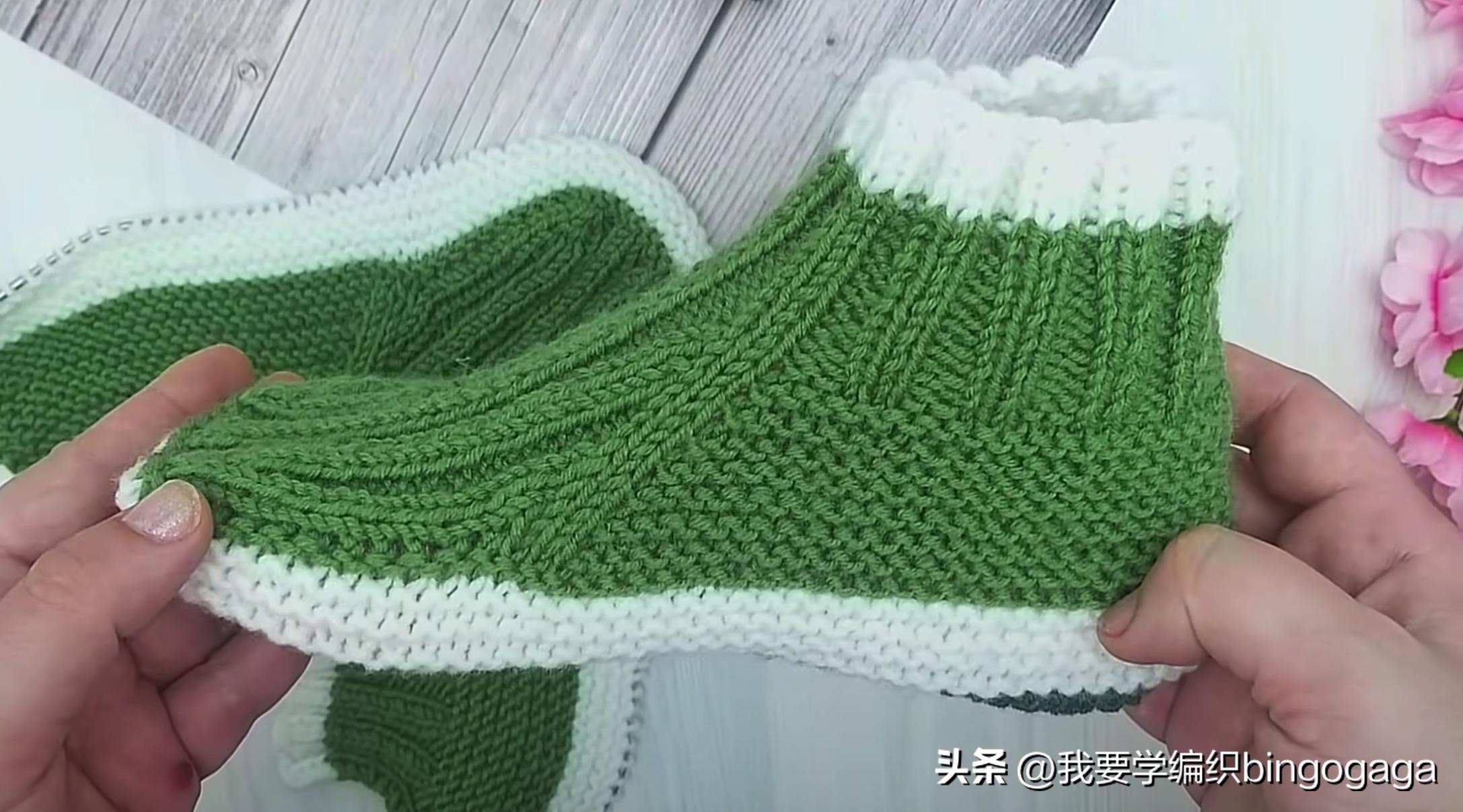 一片式毛线袜的织法,一片式织袜子