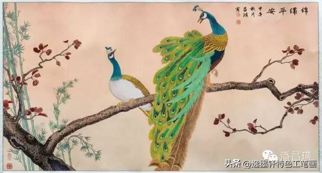 兔子工笔画红叶双兔,国画工笔兔子作品欣赏图片