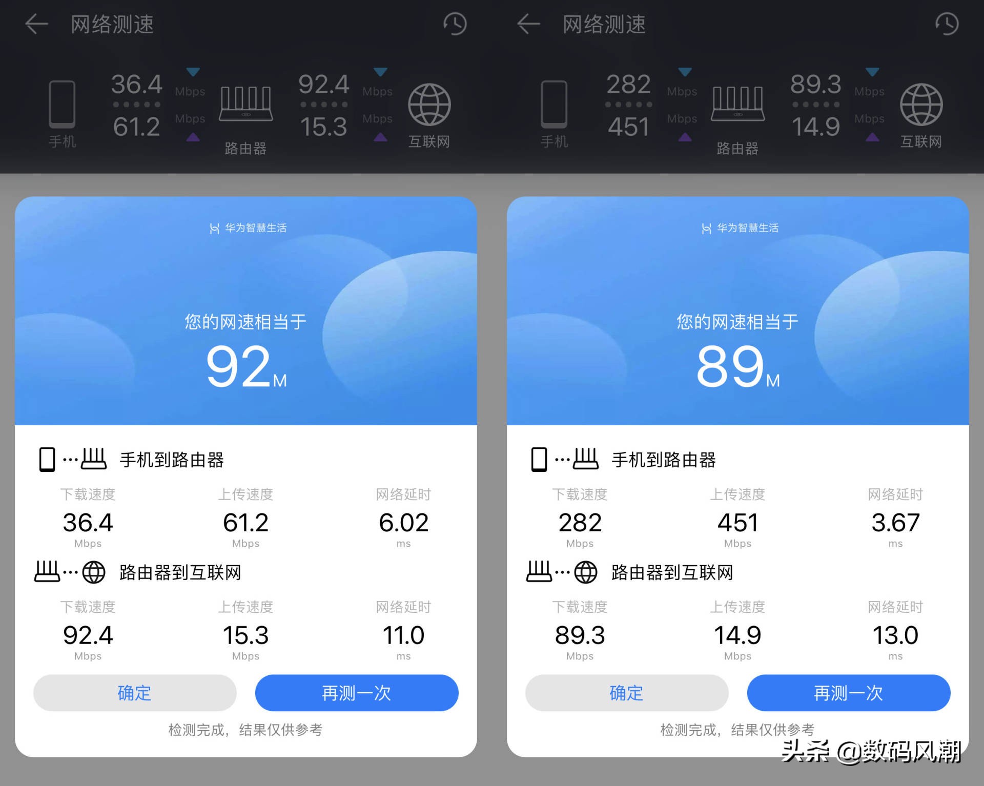 华为q6子母路由器网速测试,华为q6路由器5G有效距离