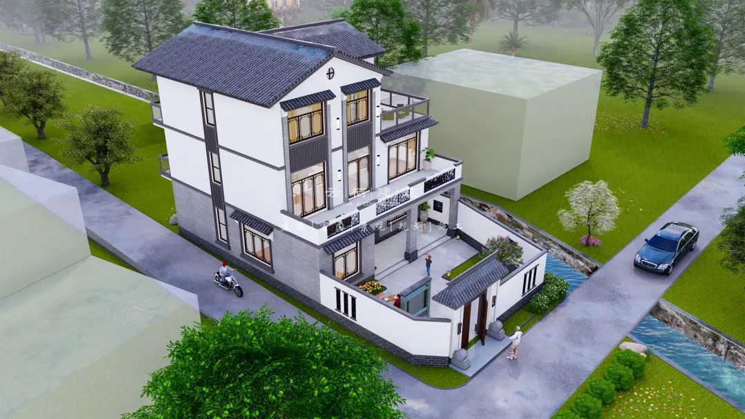 河源现代简约乡村别墅,河源现代极简风格庭院打造