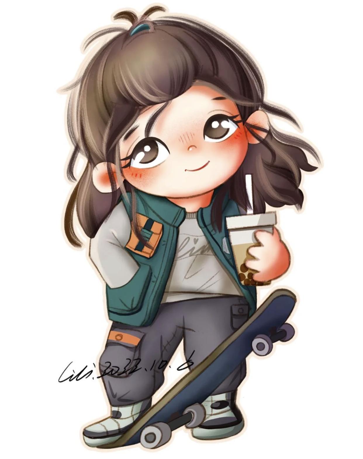 小清新豆豆眼小女孩插画,又凶又可爱的小女孩插画