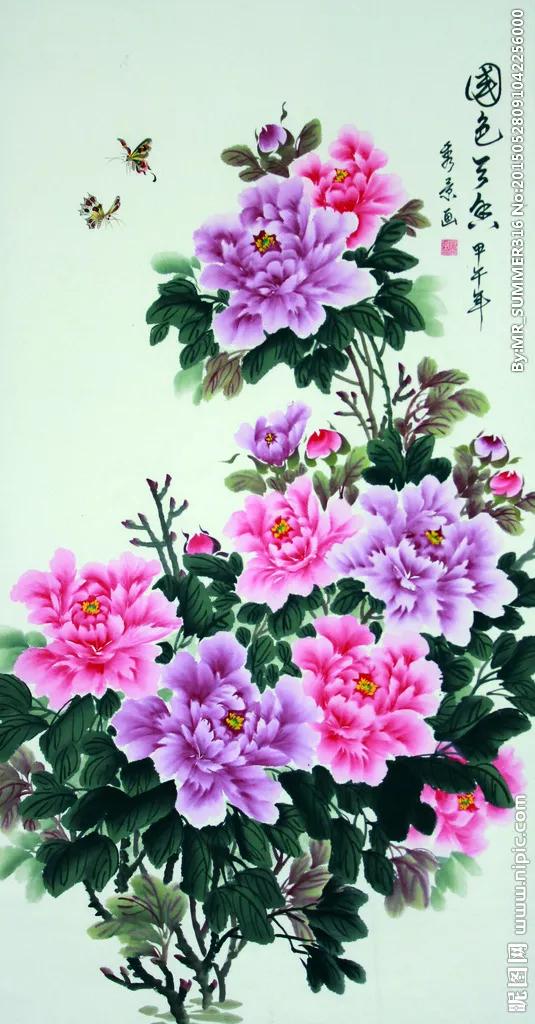 国画名家董萍写意牡丹作品精选,名家写意牡丹公鸡图片大全