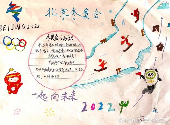 学生冬奥手抄报冰墩墩,学习冬奥榜样弘扬冬奥精神手抄报
