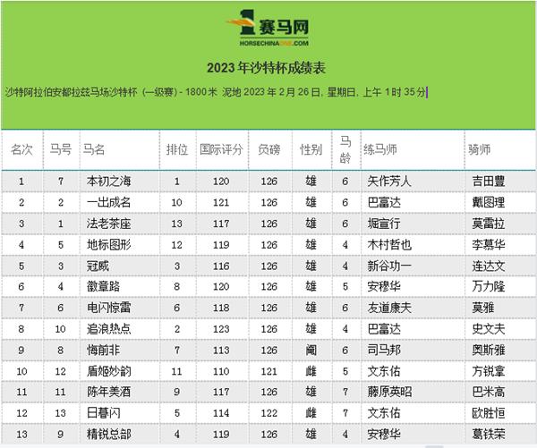 本初之海赛马,十二强赛沙特1比0击败日本视频